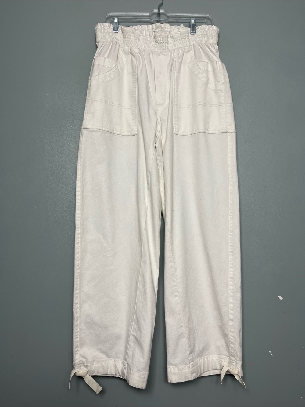 Pilcro Anthropologie Tall Cropped Wide Leg Workwear Pants White Women’s Size MT